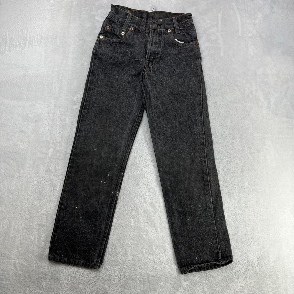 Vintage Levi's 501 Straight Jeans Boys Black Slim Fit Pockets Classic - 21X23.5